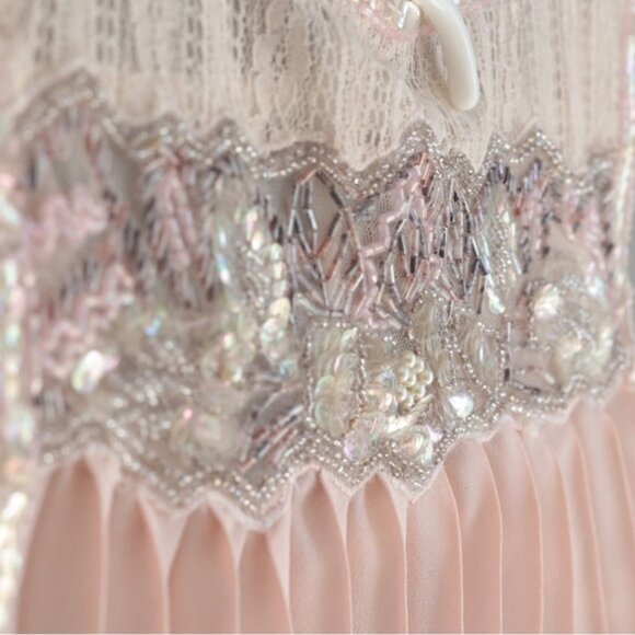 Free People Pink Beaded Lace Tank Top - Boho Chic Whimsy Sheer Fairycore Sz S - Picture 5 of 13